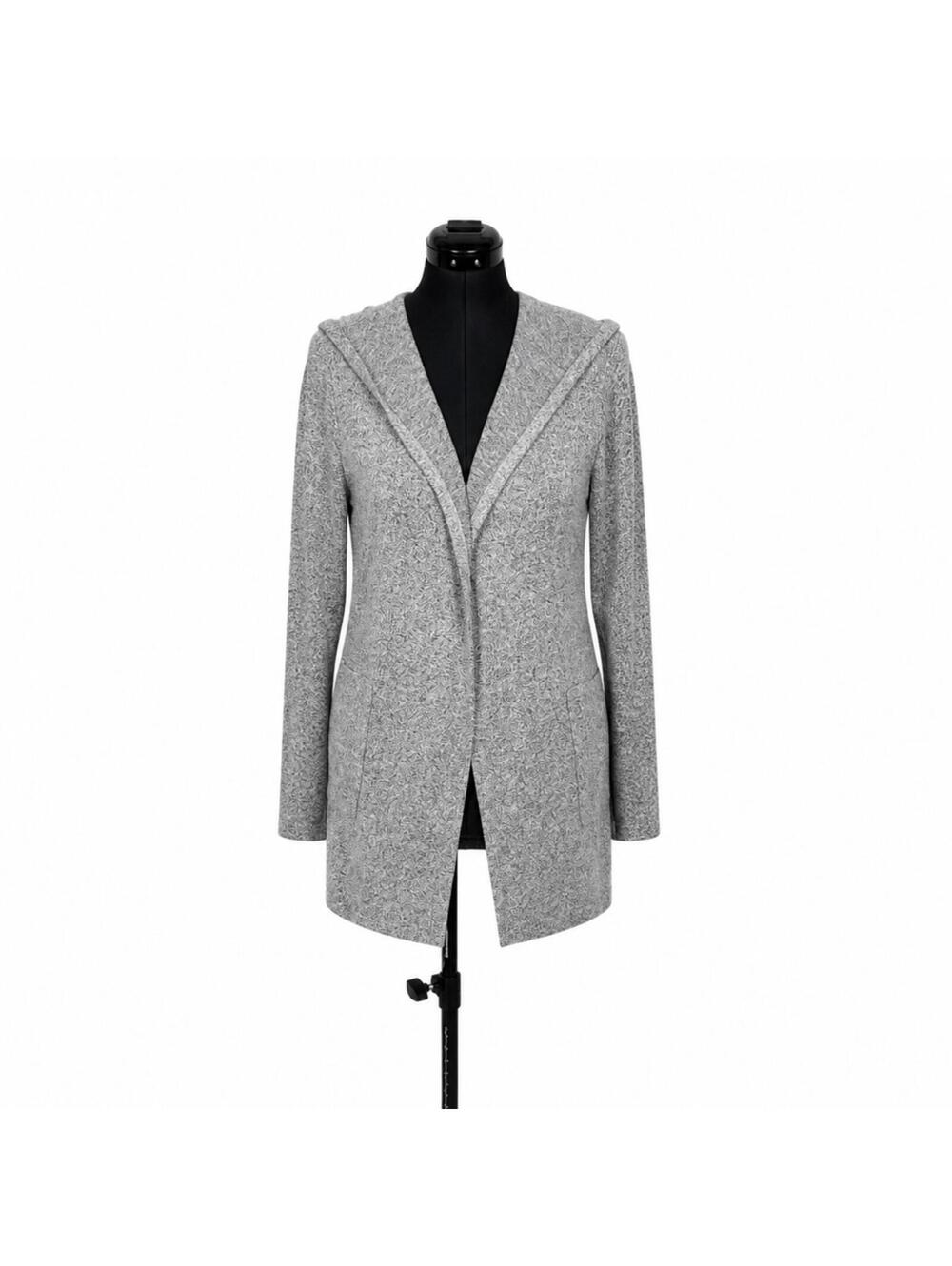 J for Justify Young Contemporary Light Gray Lightweight Hooded Cardigan (L)